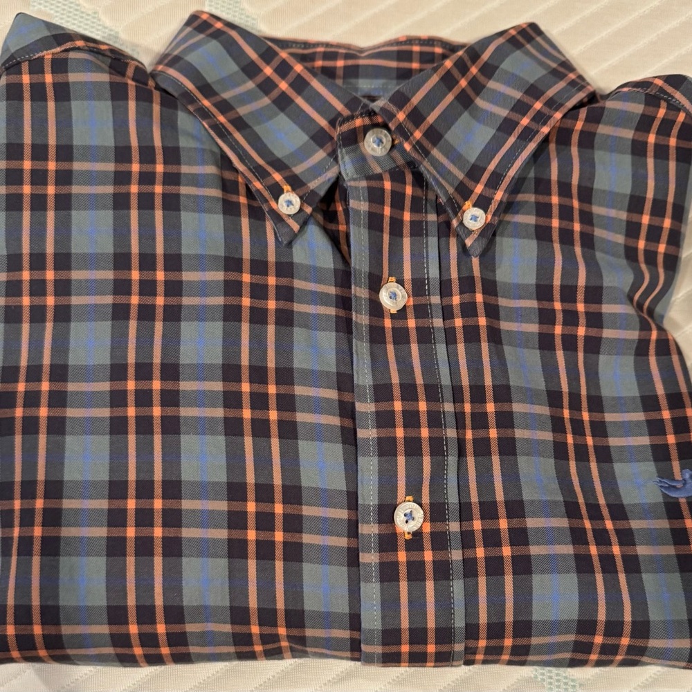 Southern Marsh Blue and Orange Checkered Shirt